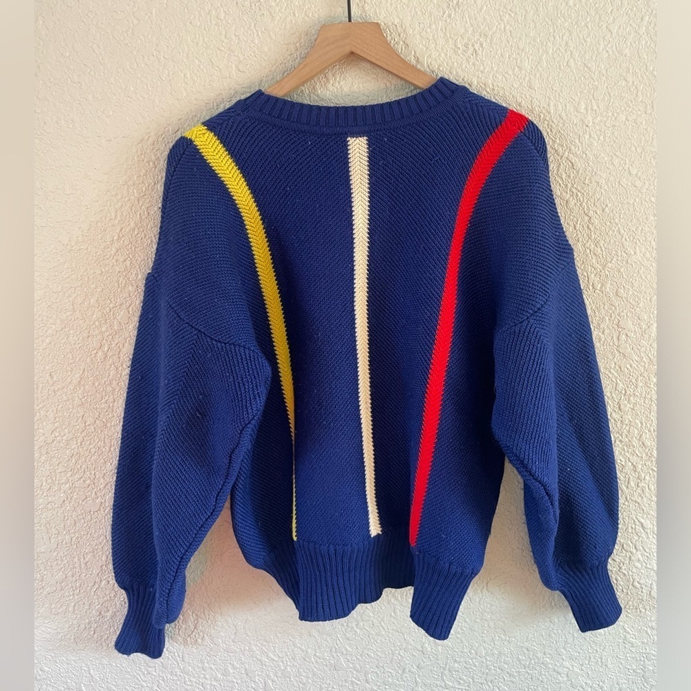 Vintage 80s Sweater with Red, Yellow & Cream Accents - Picture 5 of 15